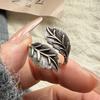 925 Sterling Silber Ringe für Damen Paar Minimalistisch Handgemacht Einfach Retro Blattring Feiner Schmuck Geschenk Allergievorbeugend