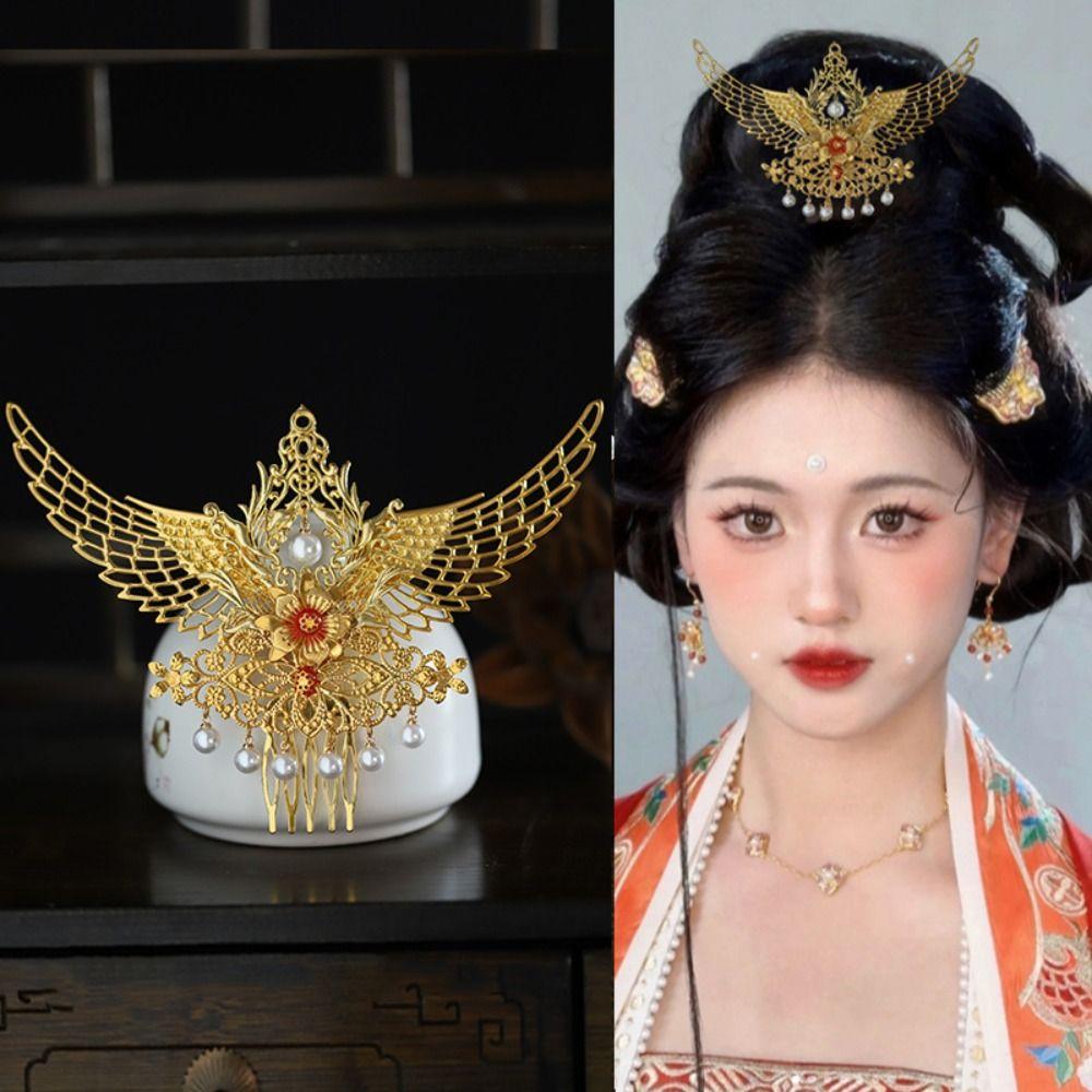 Gold Chinese Style Hairpin Floral Women Hair Stick Luxury Hanfu Hair Comb  Girl