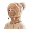 Knitting Hat Women Windproof Insulated Design Winter Hat with Plush Ball 3-in-1 Thickened Hat Face Guard Scarf