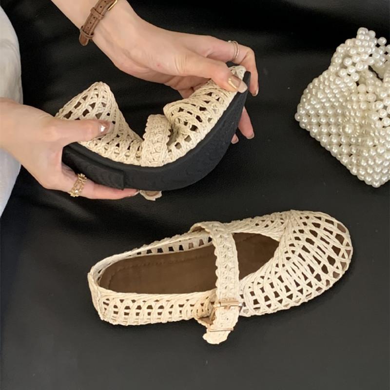 Modă 2025 Vară Respirabil Tricotaj Ajour Femei Balerini Fashion Mary Janes Tălpi Moi Mocasini de Mers Pantofi Casual pentru Fete