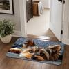 1pc Realistic Yorkshire Terrier Puppy Door Mat, Gray Textured Bottom Lazy Puppy HD Realistic Art Print Thick Fleece Mat - 1.02cm Sponge Entrance Non-S