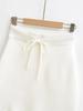 2025 Autumn/Winter High-Waisted Elastic Ribbed Knit Bodycon Skirt with Tie Detail