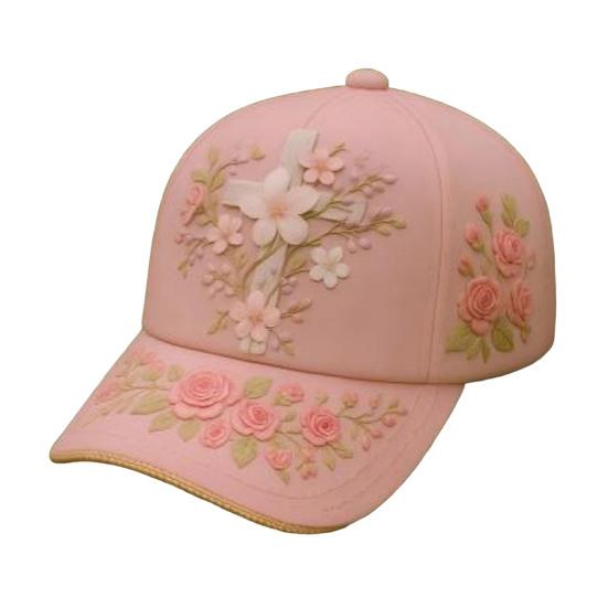 Baseball Hat Embroidery Flower Pattern 3D Printing Retro Sun Protection Summer Cap Hiking Outings Traveling