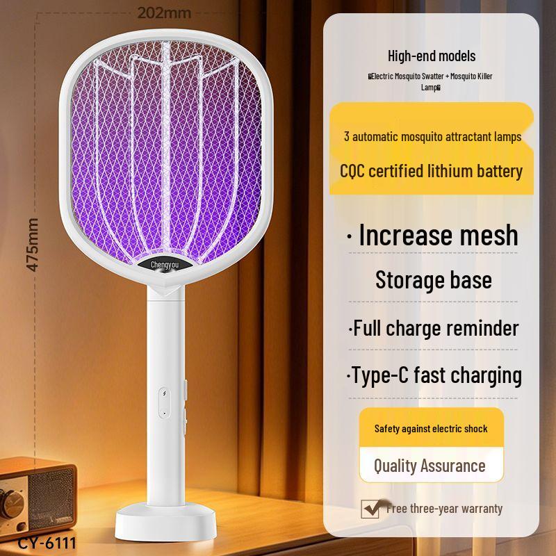 Rechargeable Electric Mosquito Swatter with Lithium Battery - Durable Fly and Mosquito Killer Swatter for Home Use.