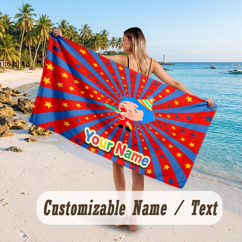 Personalized Beach Towel,El Payaso Plim Plim Custom Printed Name Text, Super Absorbent Towel For Beach Vacation