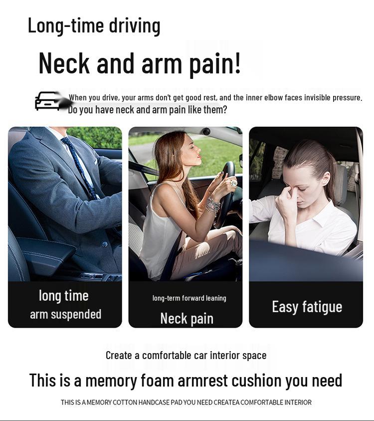Diamantová Nappa kůže Podložka loketní opěrky do auta - Paměťová pěna, Protiskluzová, Odolná proti opotřebení, Univerzální pro všechna roční období.