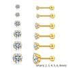 2/6/12pcs 20G Inlaid Cubic Zirconia Stud Earrings,Stainless Steel Screw Back Barbell Studs Daith Tragus Cartilage Earrings