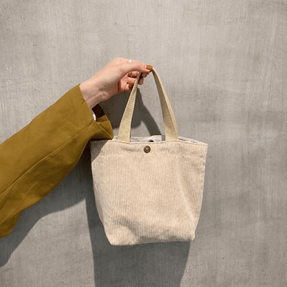 Trendy Corduroy Lunch Bag Cotton Cloth Small Size Lunch Box Portable Food Storage Bag Picnic Tote Bag