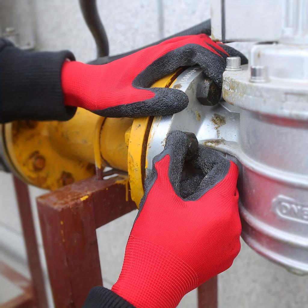 12 Pairs Crinkle Latex Work Gloves for Men & Women, Construction, Gardening, Landscaping Safety