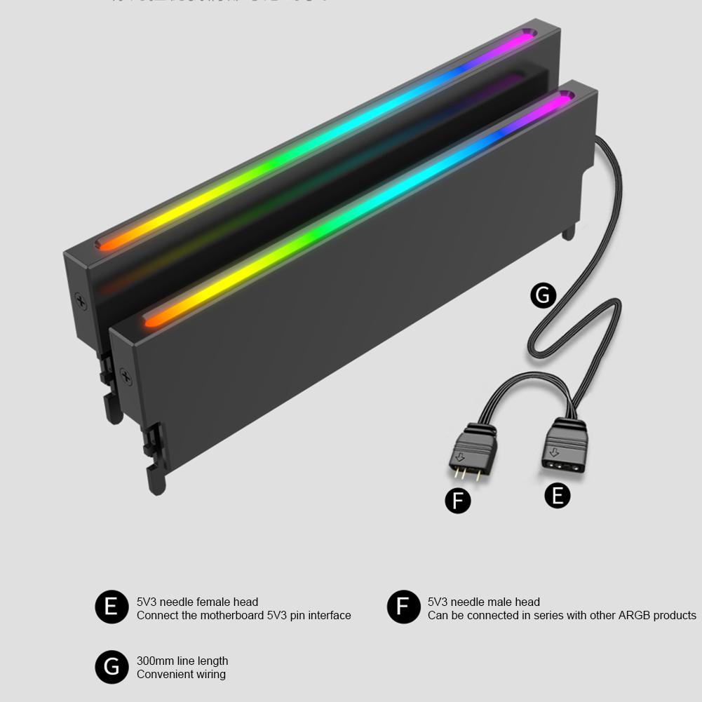 5V-3PIN ARGB RAM Heatsink Heat Spreader Cooler Memory Cooling Vest DDR3 DDR4 DDR5 Memory Module Heatsink for Desktop Computer PC