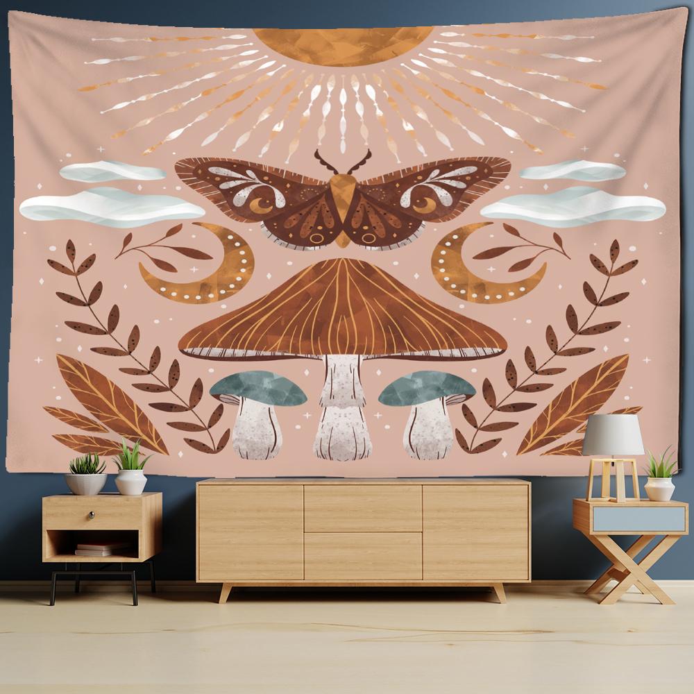 Psychedelic Floral Tapestry Wall Hanging Mushroom Bohemian Hippie Witchcraft Mystery Bedroom Room Home Decor