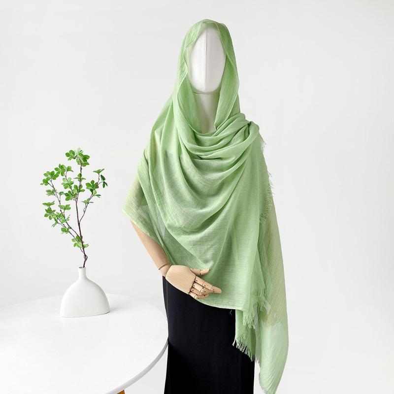 Summer Versatile Cotton and Linen Scarf Shawl Lengthened Solid Color Yarn Shawl Sunscreen Shawl Simple Scarf Silk Scarf Women