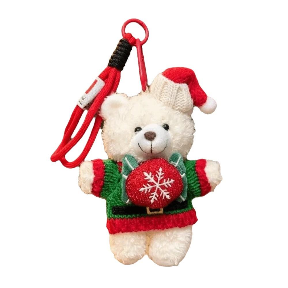 Soft Christmas Plush Pendant Stuffed Animal Xmas Bag Charm Goggles Bear Keychain Couples Keepsake