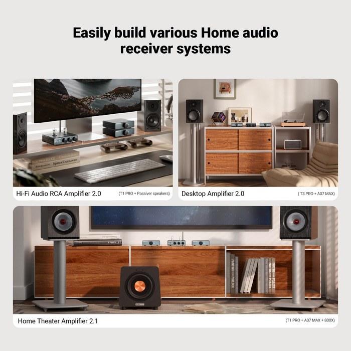 AIYIMA A07 MAX HIFI Power Amplifier, 2-Channel, TPA3255 Class D, 300W x2, 600W Bridged, with Power Adapter