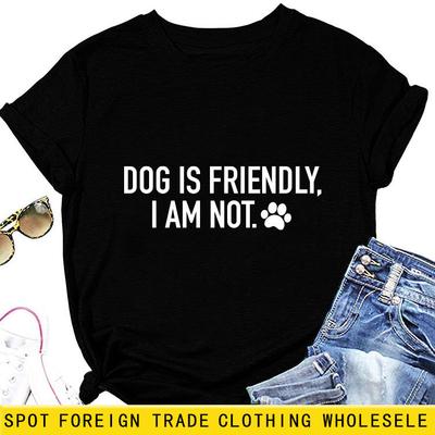 Lässiges Rundhals-T-Shirt HUND IST FREUNDLICH Sommer bequem locker kurzärmliges Oberteil