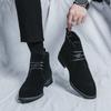 Men's Shoes Large Size New Leather Shoes Fashion Outdoor Casual Shoes Trend High Top Martin Boots Pointed Lace-up Boots