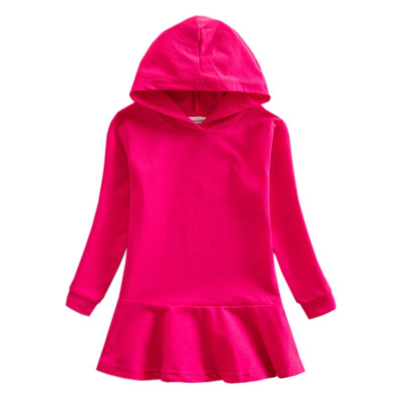 Spring Autumn Lotus Leaf Edge Cartoon Rainbow Girls' Dress Cotton Children's Long Sleeve Hoodie Hundred Fold Princess Dress