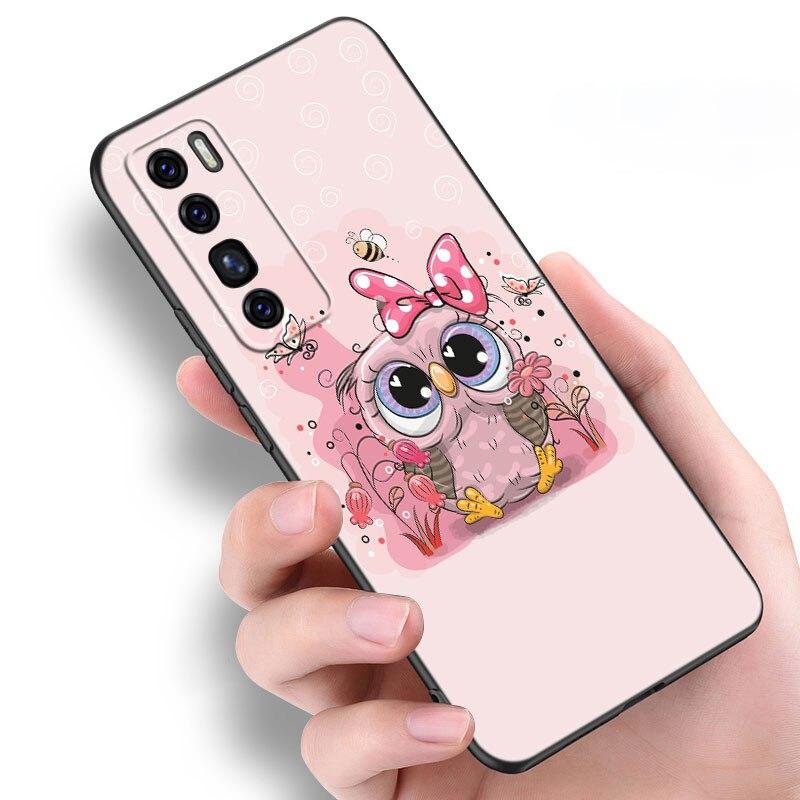 Kreskówkowa Sowa Słodkie Sowy Etui Dla Huawei NOVA 8 9 Pro 8i 7i 7SE Y60 5T Mate 40 30 20 10 Lite Honor 50 30 Premium Pro Plus 30S Pokrowiec