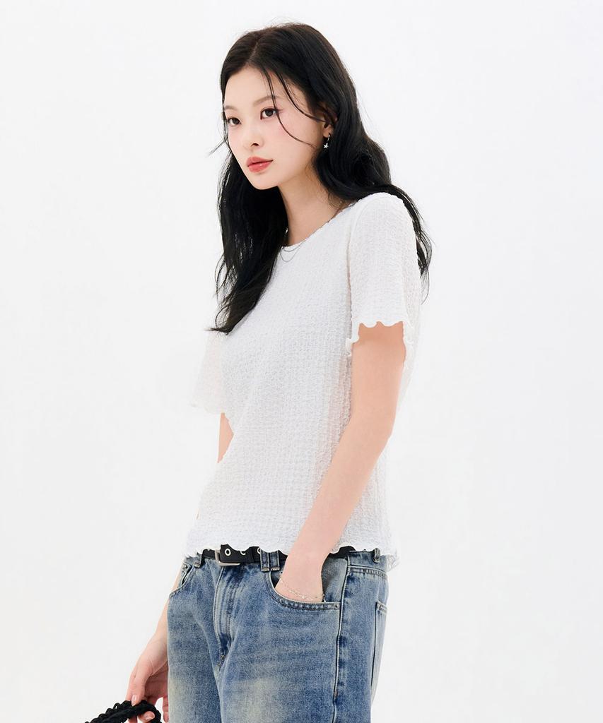 CHASECULT Women'S Crinkle Short Sleeve T-Shirt-Fbrg5868D01