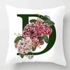 Grüner Buchstaben Floral Kissen Druck Kissenbezug Zuhause Schlafzimmer Zimmer Dekoration Wohnzimmer Sofa Kissenbezug 45x45cm