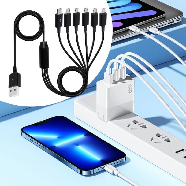 Multi Micro USB Sync Cable 6 In 1 Charging Cord with 6 Micro USB Plug for Mobile