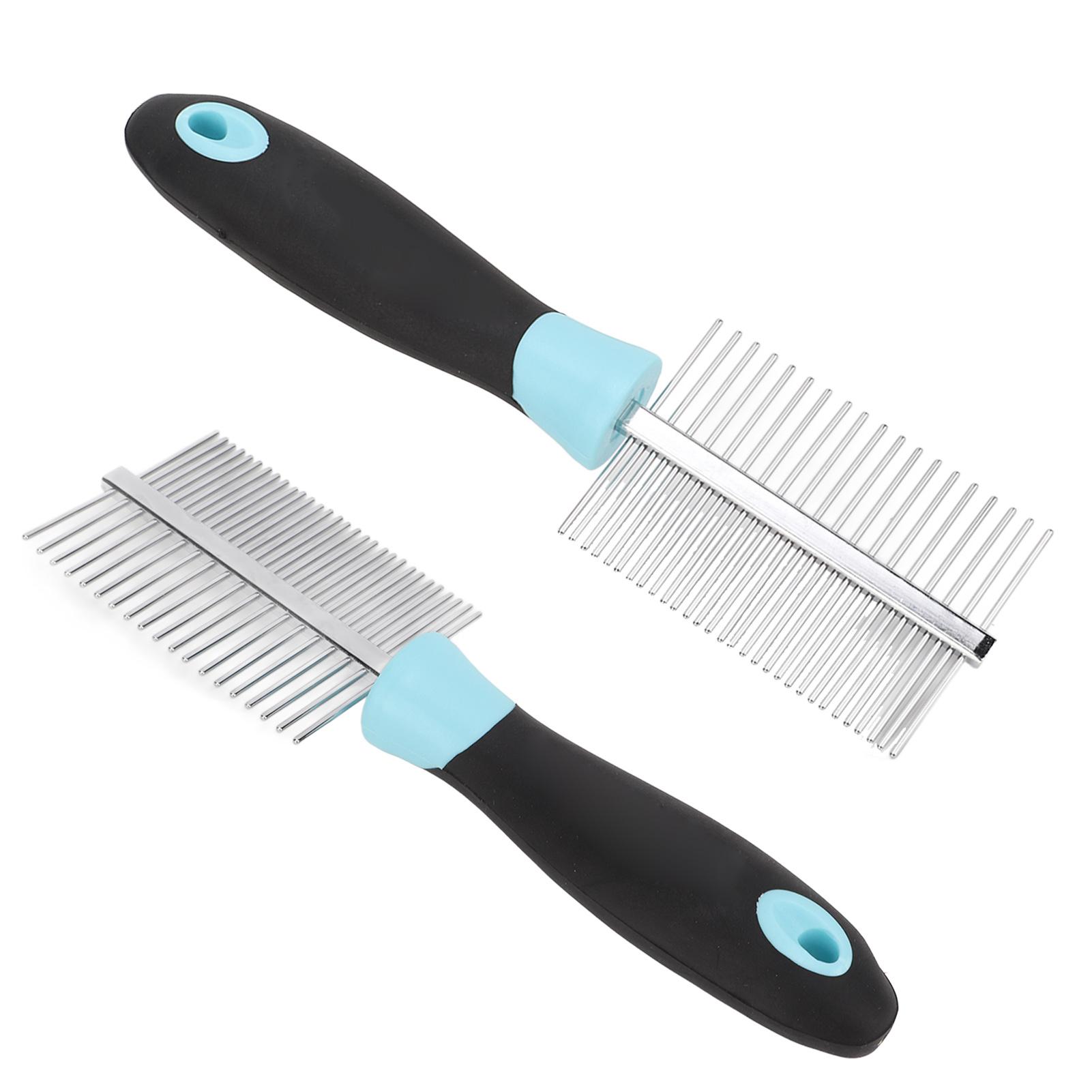 Double Sided Pet Comb Round Wide Dense Teeth Stainless Steel Cat Grooming Comb for Dogs Cats