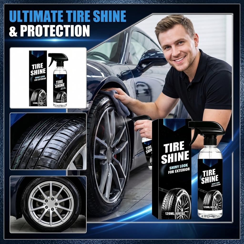 Tire Shine Spray 120ml Exterior Tire Dressing for Vehicle Rubber Protection and Shine Enhancer with Easy Spray Trigger Bottle
