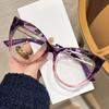 Hot-Selling Cat Eye Anti-Blue Glasses Large Frame Ins Flat Light Glasses Frame Myopia Can Be Matched With Degree Glasses Plain Face