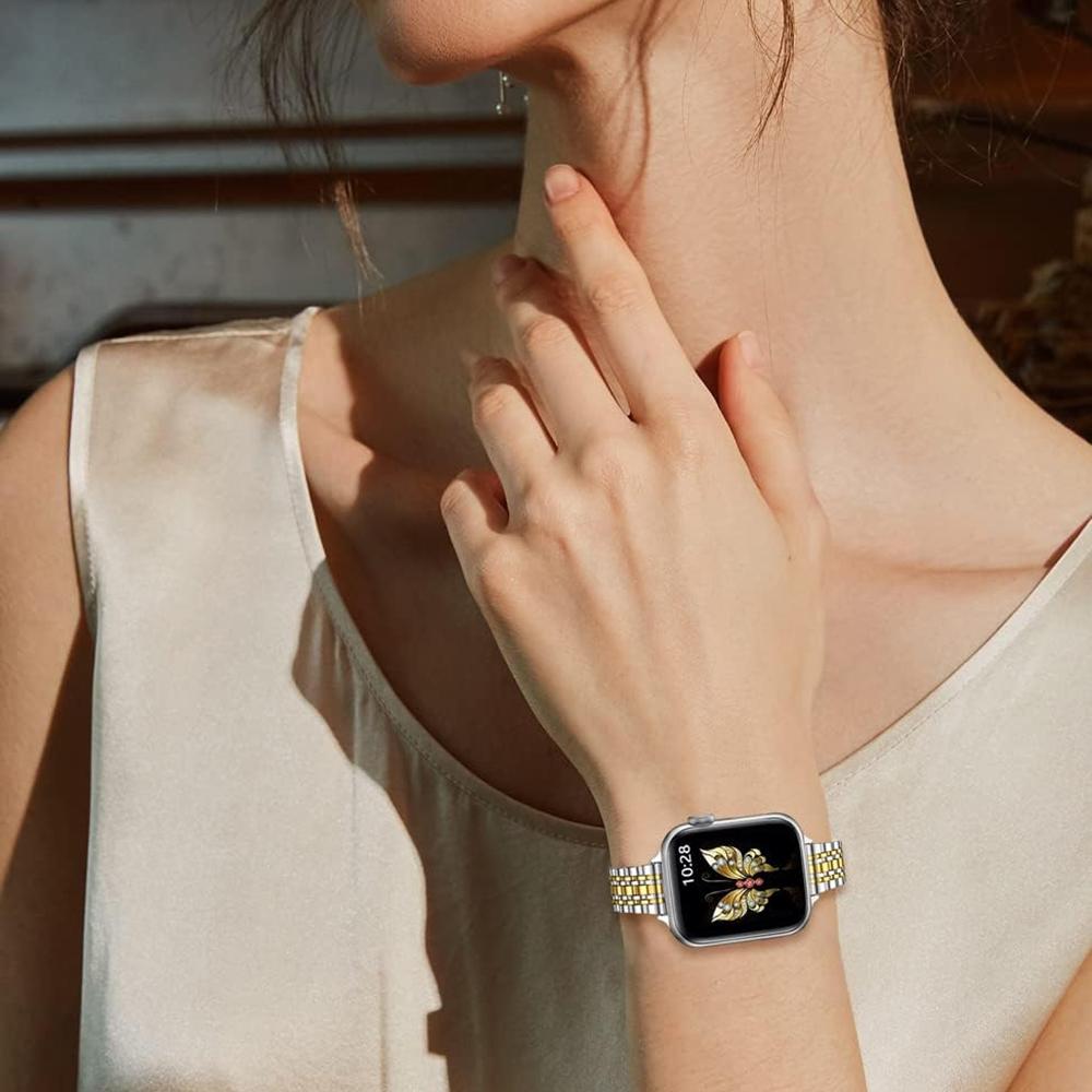 Do zegarka Apple Watch Series 10 42 mm/9 8 7 41 mm/SE (2023) SE (2022) SE 6 5 4 40mm/3 2 1 38mm Pasek do zegarka Pasek ze stali nierdzewnej