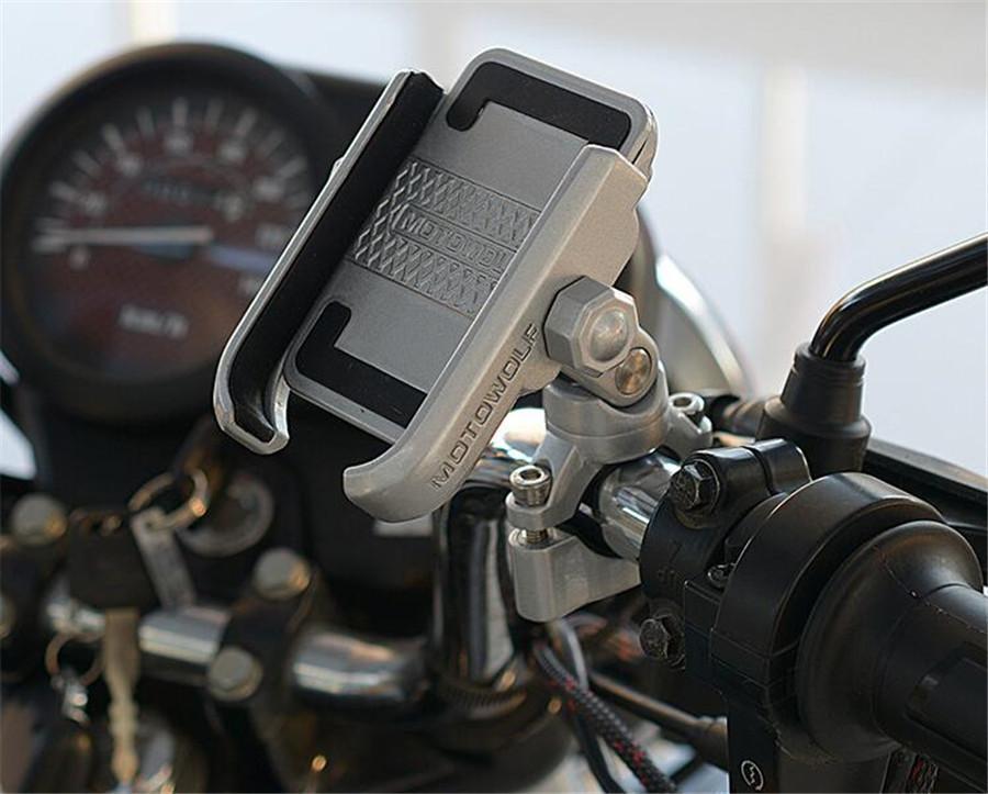 Aluminum Bike Motorcycle Phone Handlebar Mount Holder 360 Degree Rotating Universal Bicycle Phone Holder Clip for Cell Phone