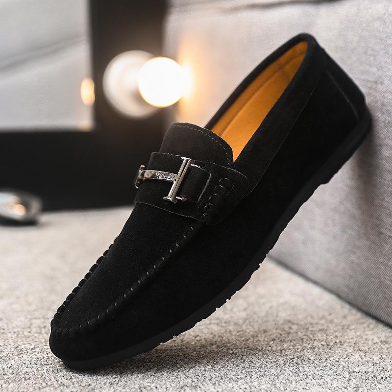 Single Shoe Low Cut Men's Comfortable Leather Shoes with Soft Soles, Casual Loafers