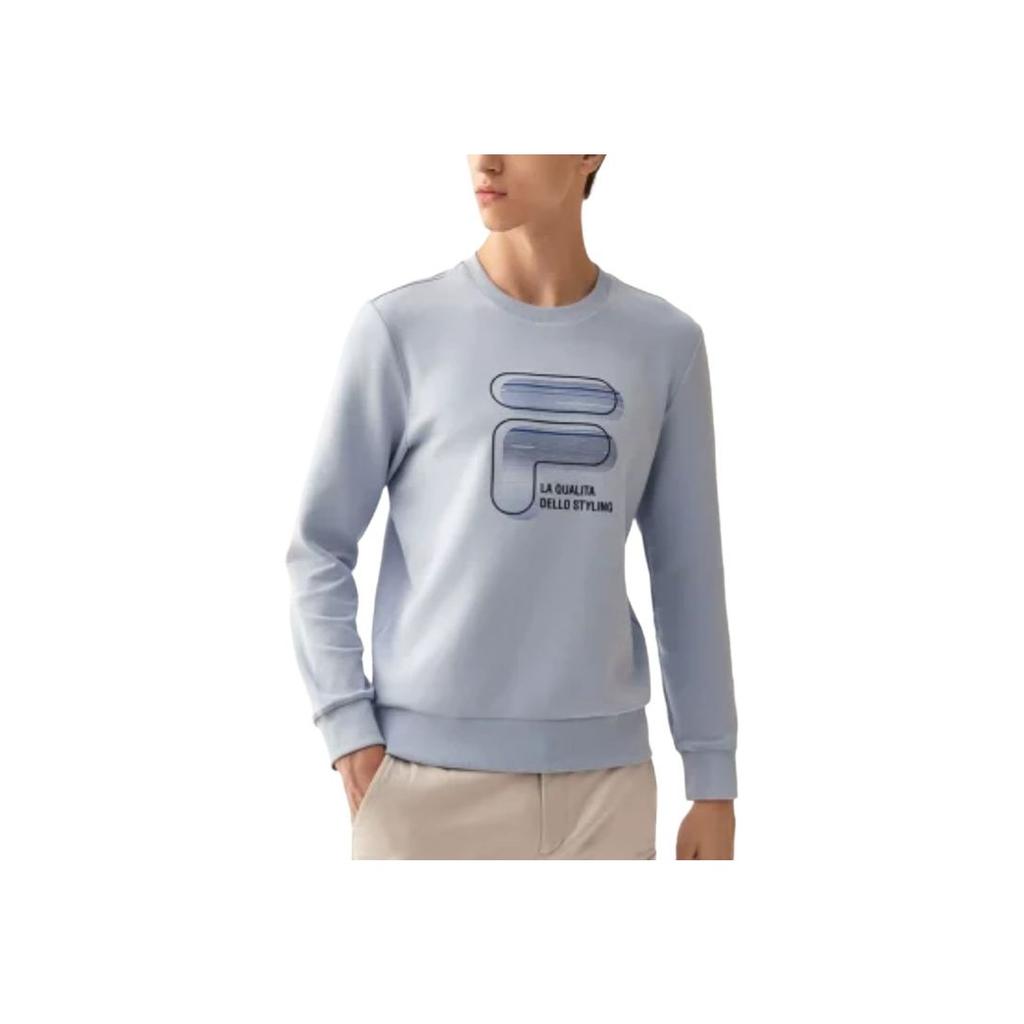FILA Logo Print Crew Neck Sports Sweatshirt Men Sweatshirt Blue F51M148236F-LB