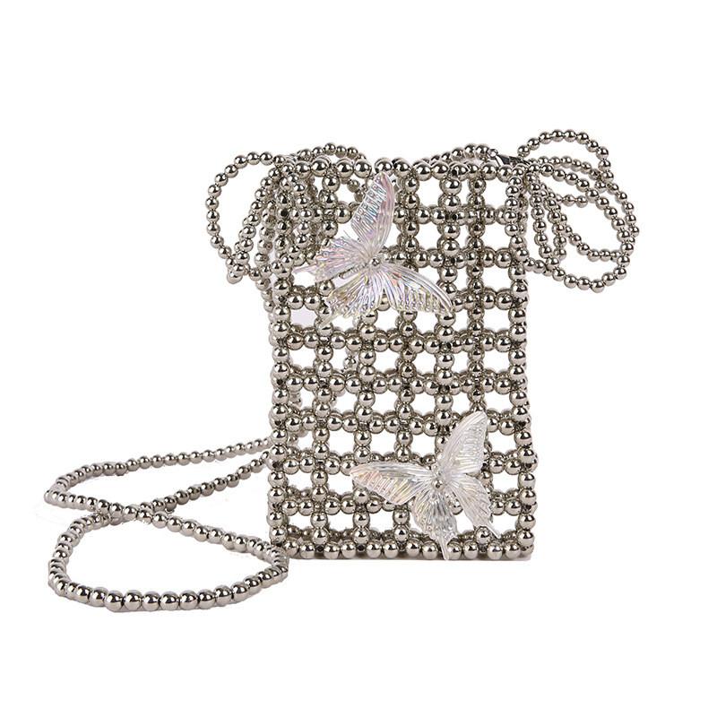 Pearl Mini Crossbody Bag With Weaving Design For Daily Use And Vintage Style