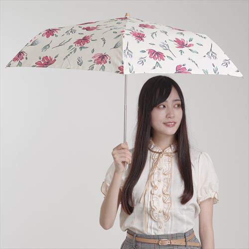 Nifty Colors Folding Umbrella, Off-White, 50cm, TC Flower Mini, 6 Ribs, with Storage Bag, 2220OF