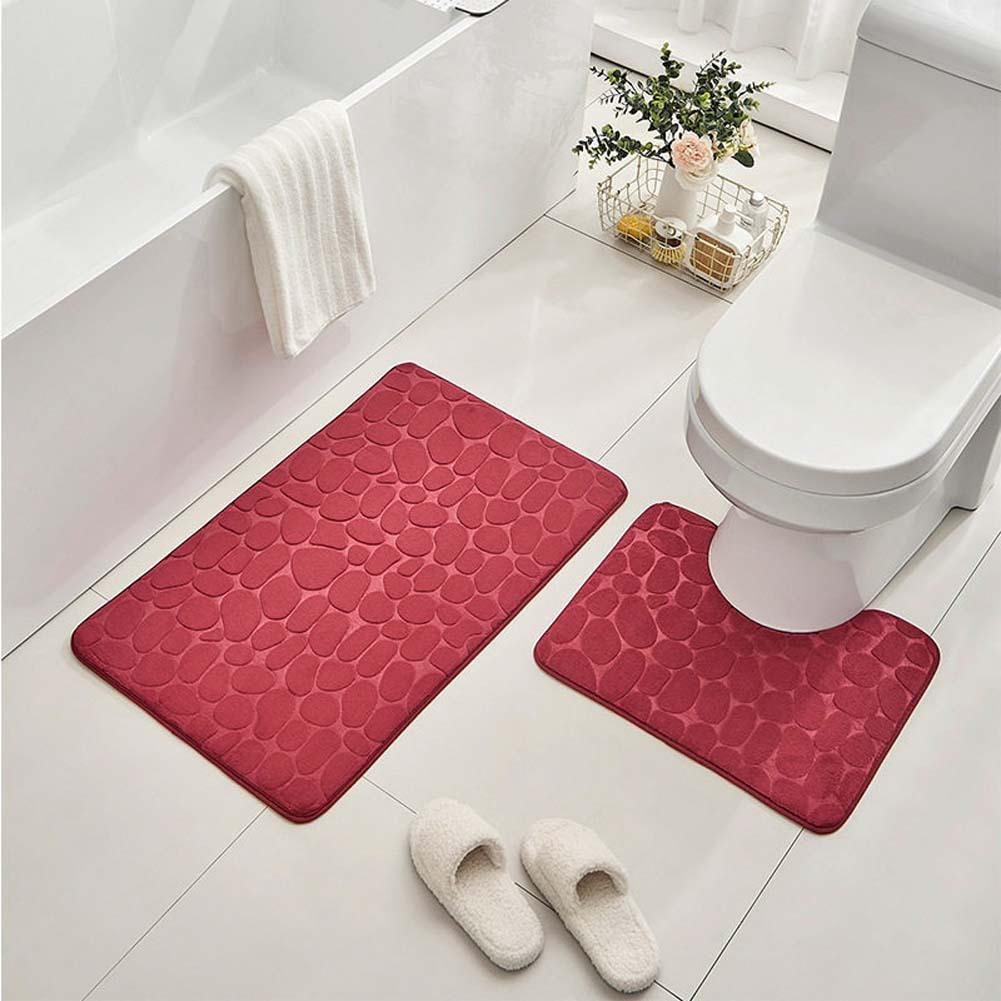 Kiesel Korallenfleece Badezimmer-Matten-Set - Wasserabsorbierend & Rutschfest (2 Stück)