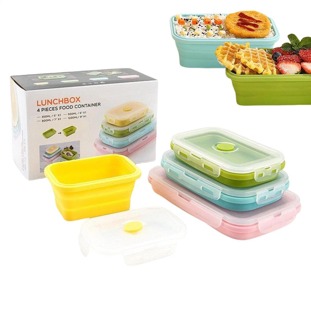 Faltbare Lebensmittelaufbewahrungsbehälter Silikon-Lunchbox mit Deckel Lebensmittelbehälter Küche Stapelbare Lunchbox für Speisekammer Gefrierschrankgeeignet