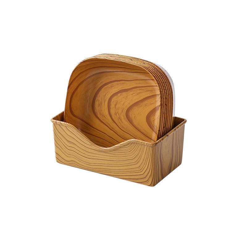 Imitation Wood Grain Serving Dishes Shatterproof BPA Free Food Safe Unbreakable Trays for Family Holiday Dinner Use