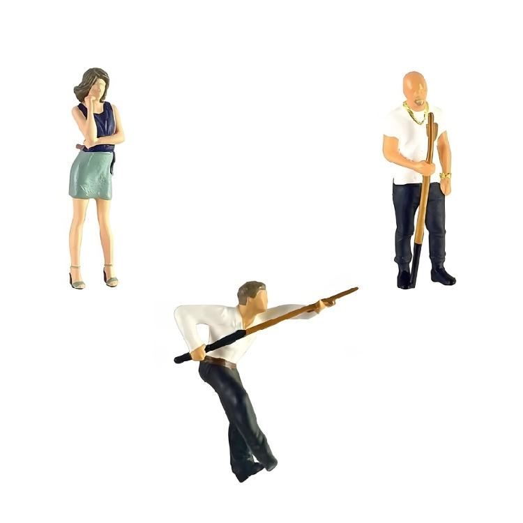 Resin Tiny Figurine 1:64 Scale Miniature Billiards Scene Figure Dioramas Model For DIY Crafts And Landscape Building