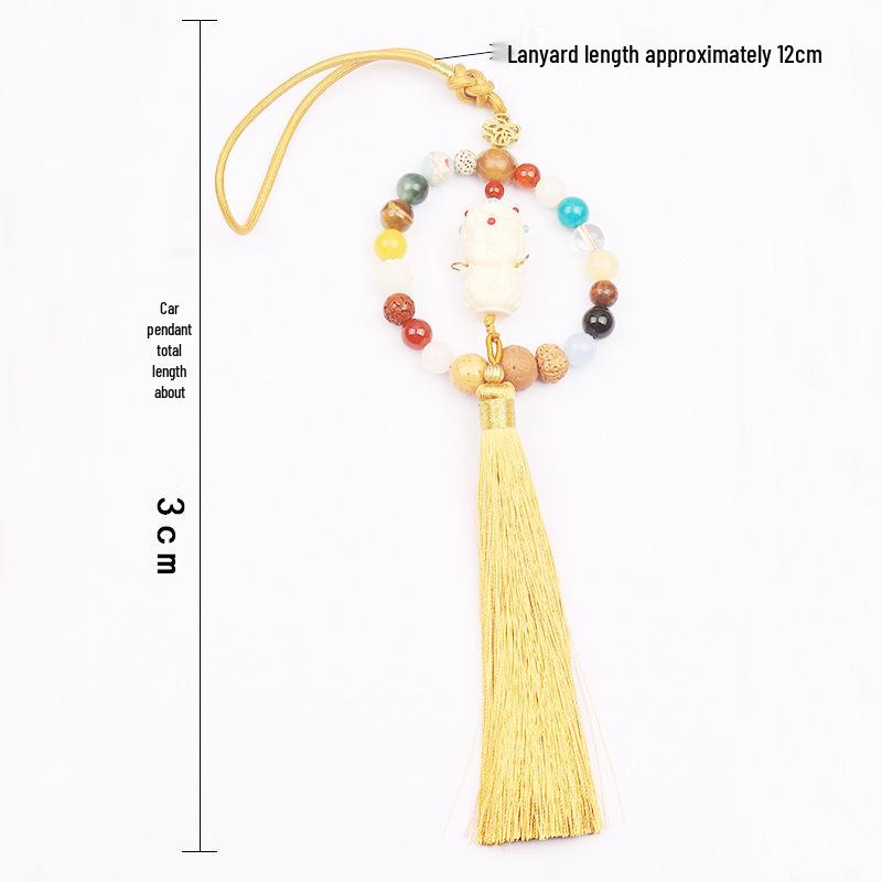 Eighteen-Seed Car Pendant: Safe Travel Charm, Bodhi Bead Ornament, Premium Temple Decoration.
