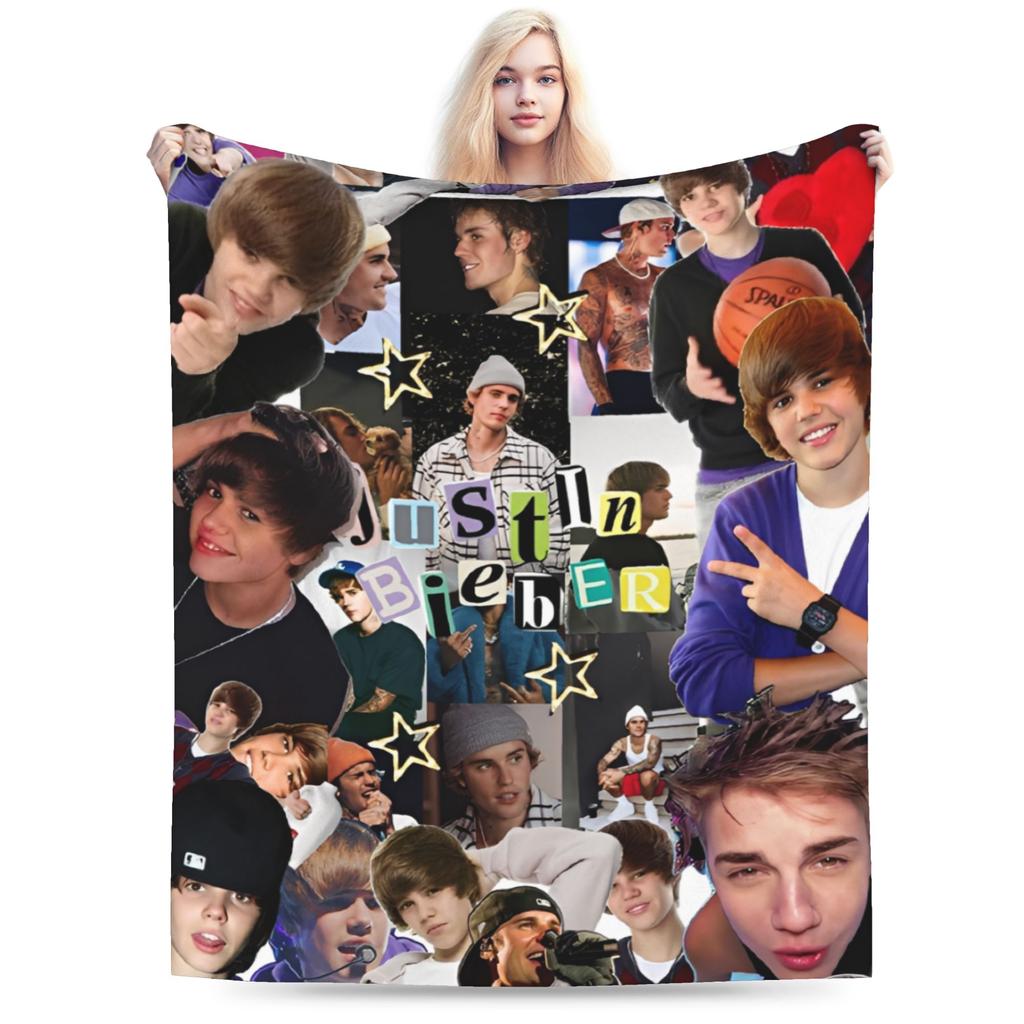 justines bieberes pop singer Blanket Multiple Sizes Cozy and Lightweight Throw Blankets for Sofa Couch and Bed