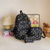3 Pcs/Set Fashion Large Capacity Bow Backpack Bow Print Adjustable Strap Student Backpack Nylon School Bag