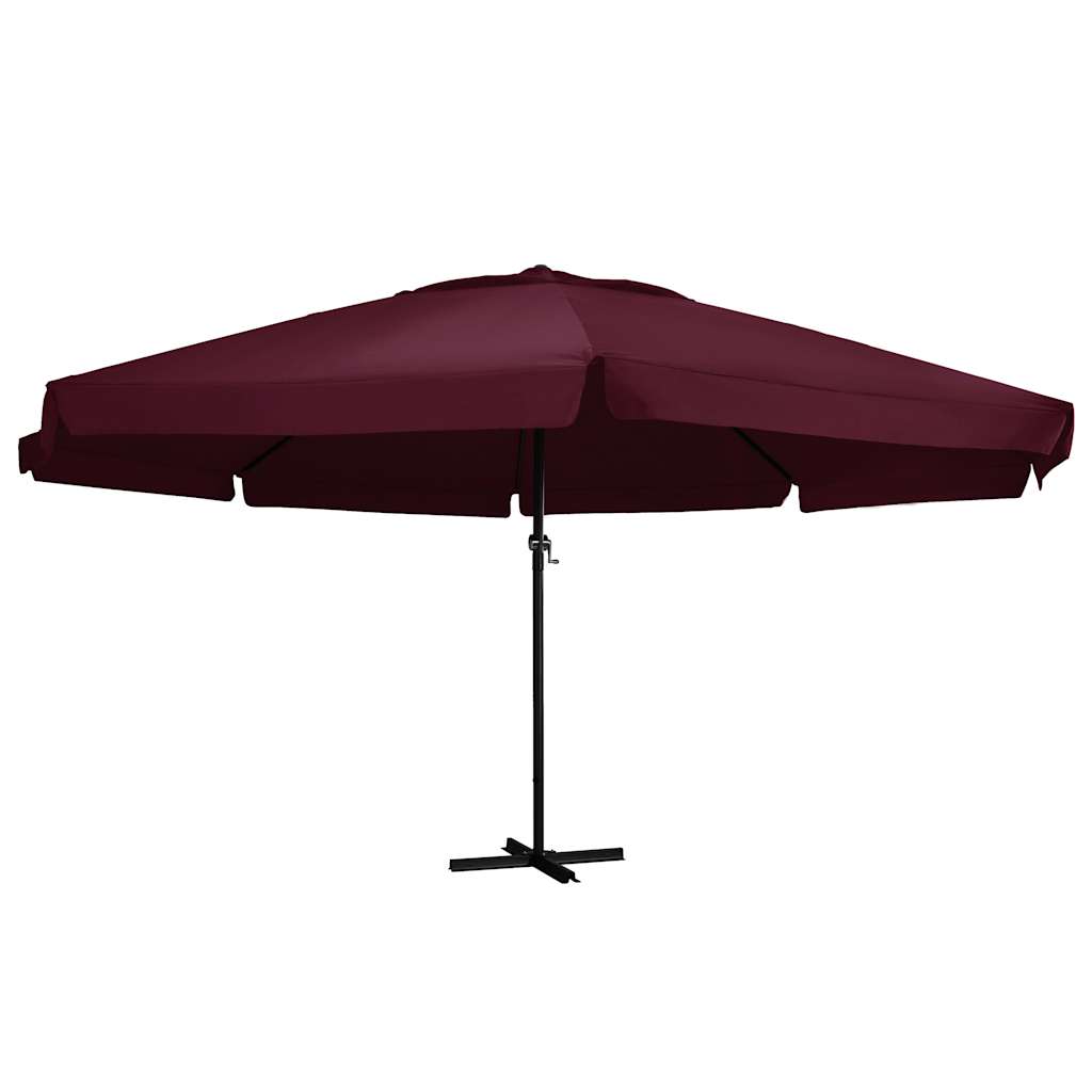 600 Cm Aluminum Mast Sun Umbrella In Burgundy Red