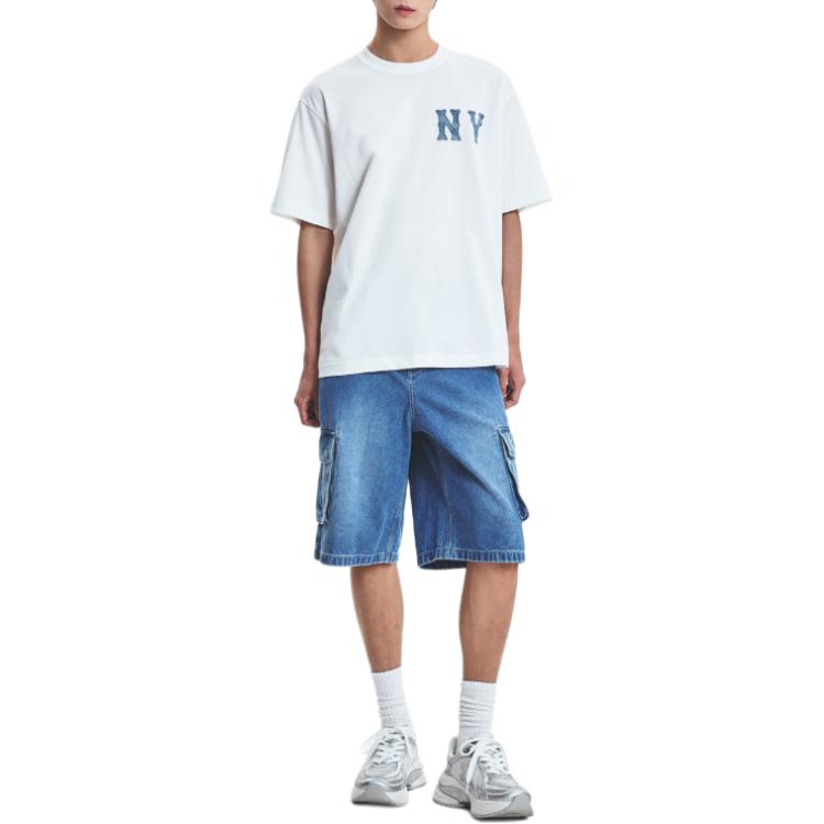 MLB New York Yankees Coopers Oversize Rundhals Kurzarm T-Shirt Herren T-Shirt Weiß 3ATSB1053-50IVS