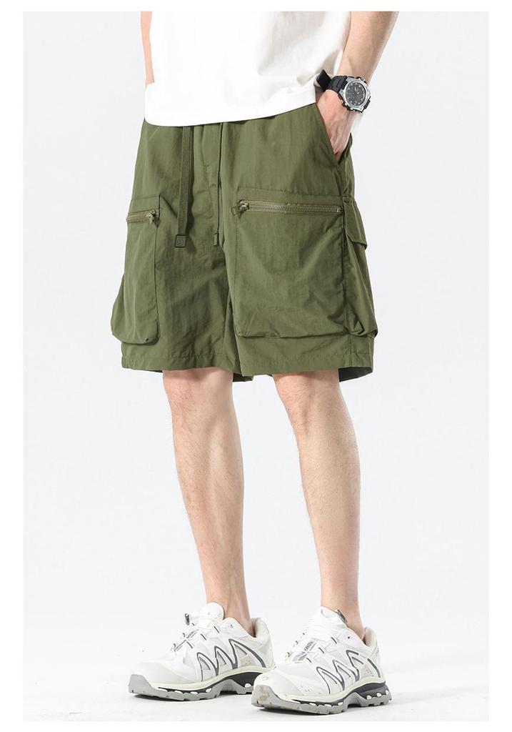 Herren Trendy Sommer Locker Gerade Cargo-Shorts - Nylon Eis Seide, Mittellang, Lässige Passform