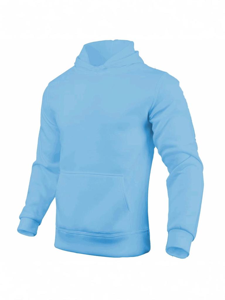 Unisex European & American Style Fleece Hoodies: Solid Color, Long-Sleeve, Sports Casual, Hooded Pullover Sweatshirts