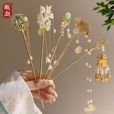 New Chinese Style Tassel Hair Stick for Women Hair Clip Pins Flower Handmade Hairpins Charm Headwear Jewelry Hair Accessoriesw