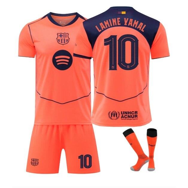 Kids Sportswear Barcelona 10 Yamal 25/26 Season Short Sleeve Soccer Jersey Set Polyester Pink