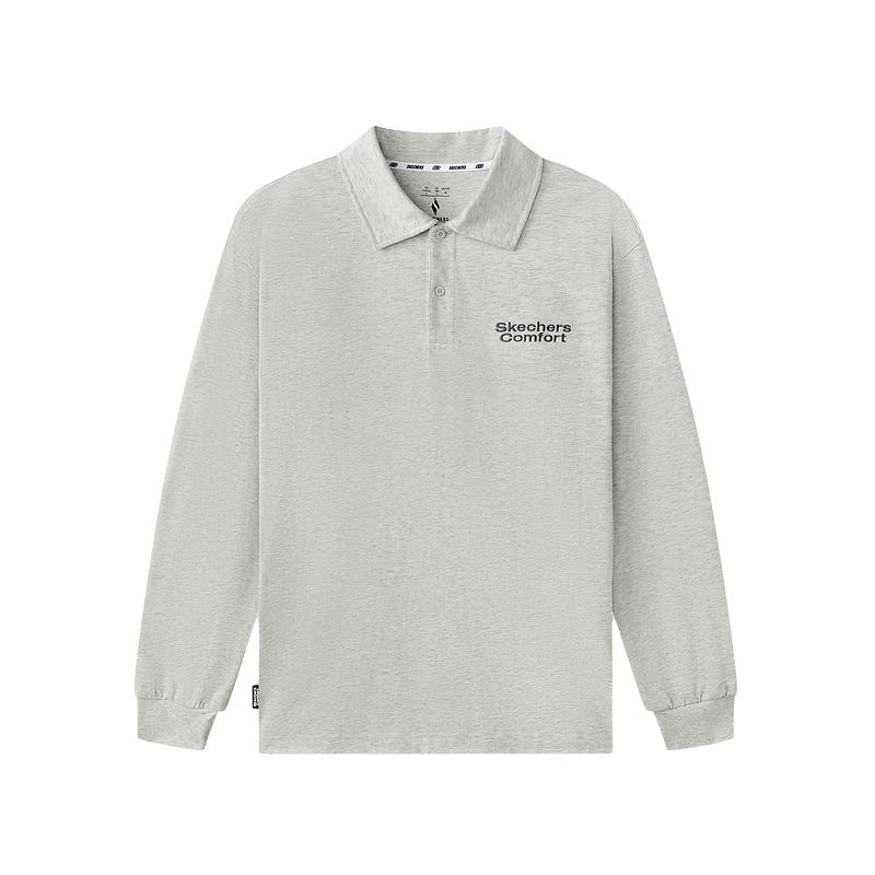 Skechers Comfortable Fashion Pure Cotton Loose Long Sleeve Polo Shirt Men tops L325M083-0248 S