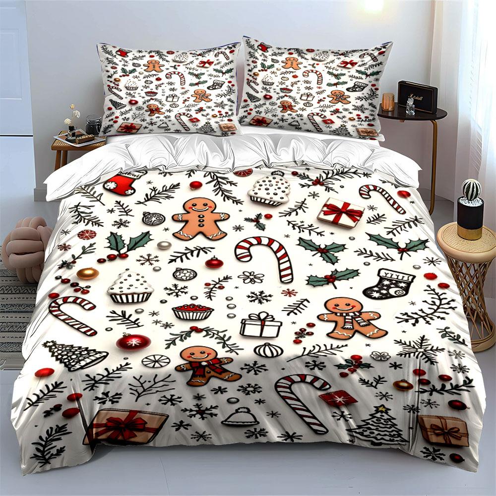 Festive Holiday Charm Bedding Sets Duvet Cover Sets Duvet Covers Pillowcases(1*Duvet Cover 2*Pillowcases Without Duvet Insert)