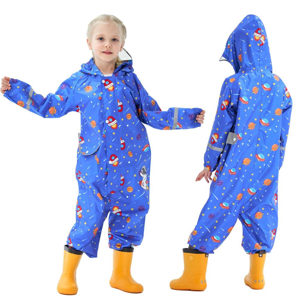 Children's 3D Cartoon Rain Poncho with Reflective Strips - Boys, Girls, Toddlers, Kindergarteners